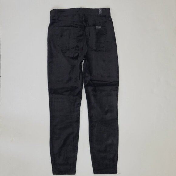 7 For All Mankind High Rise Skinny Ankle Velvet Button Up Black Jean - Picture 3 of 12